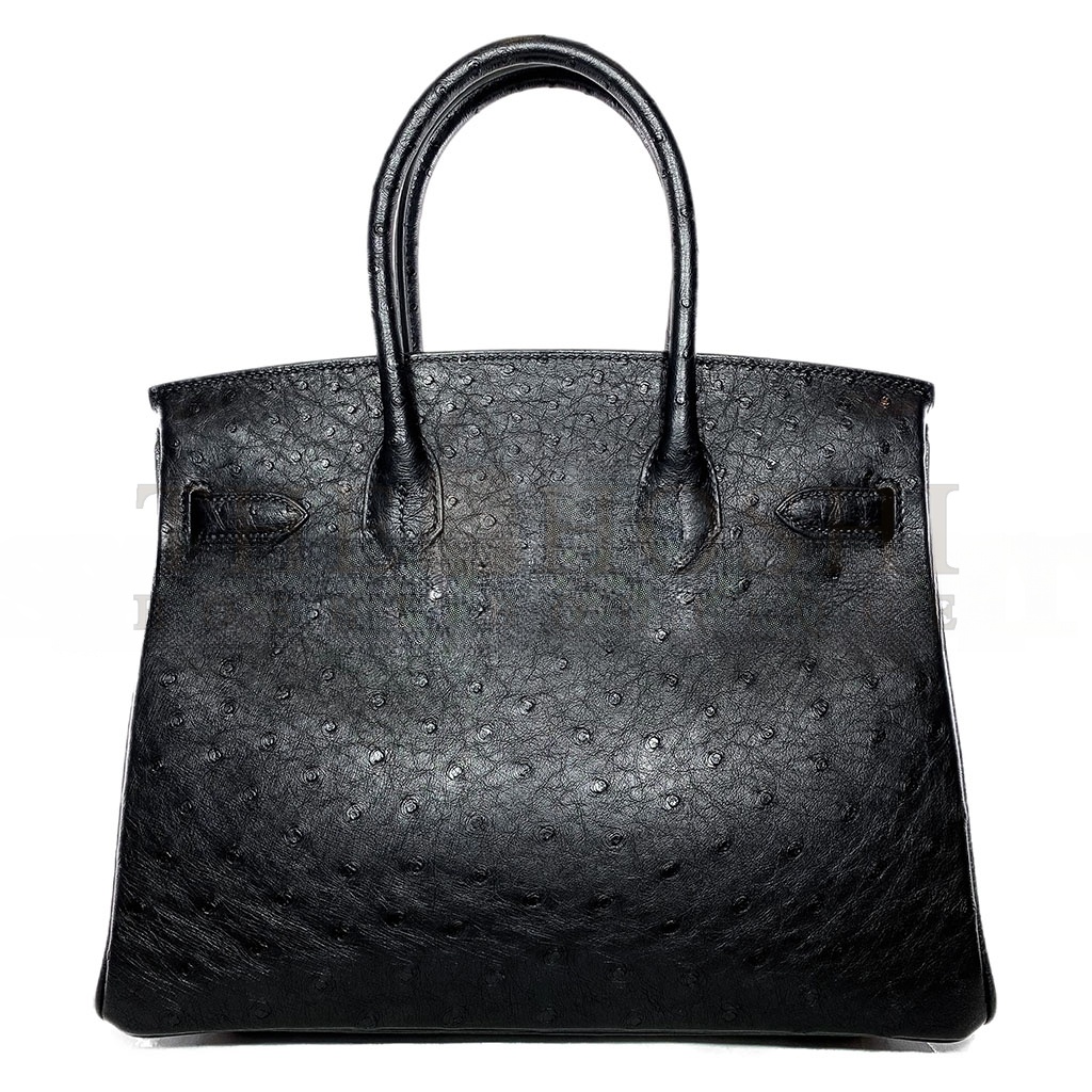 H**me5 MASTER BIRKIN 30 BLACK OSTRICH ROSE GOLD HARDWARE 346920 (30*24*16cm) Master Quality